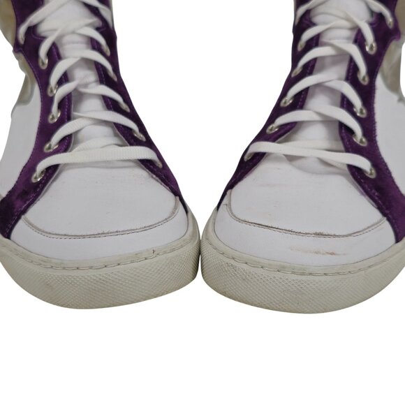 Alessandro Dell'Acqua Mens 9.5 White Tan Purple Patent Leather Fashion Sneakers - Picture 12 of 12
